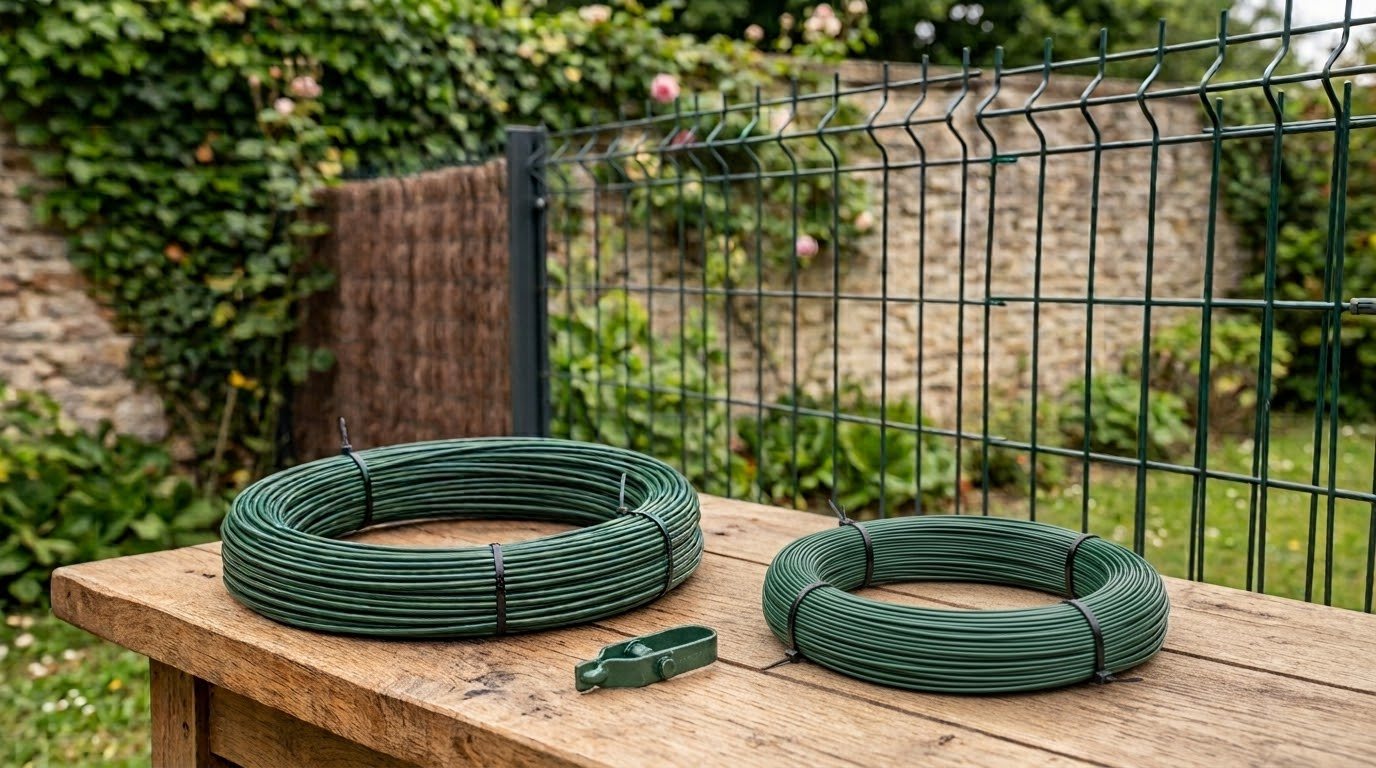 Attaches et bobine de fil de fixation pour bruyère et toile — Clôtures Caudevel
